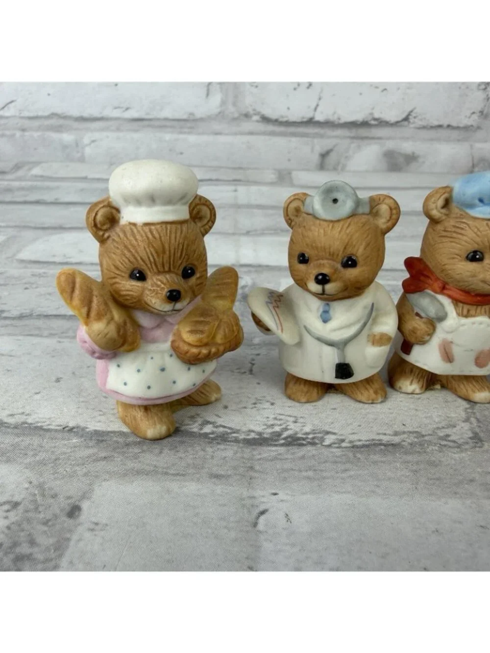 Homco 8820 Ceramic Occupational Career Bears Figurines Set of 4